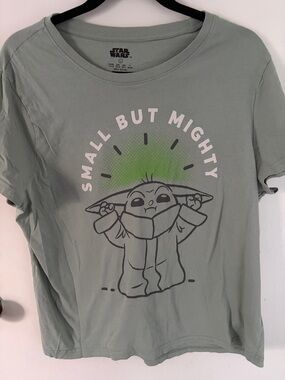 Disney Star Wars Grogu “Small But Mighty” tee in sage green